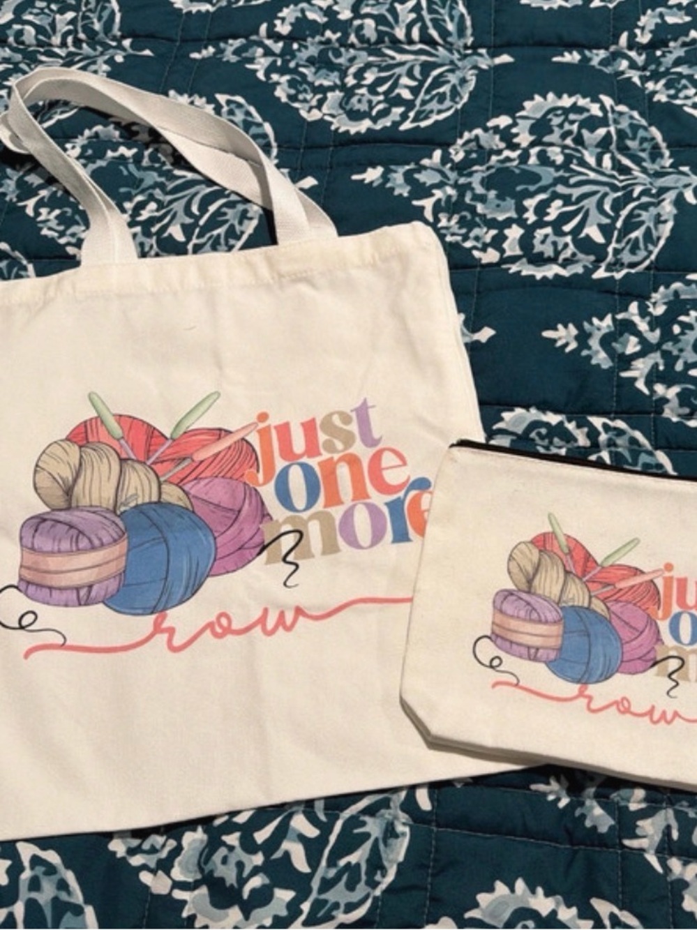 Crochet/knit Canvas Tote and Zippered Pouch